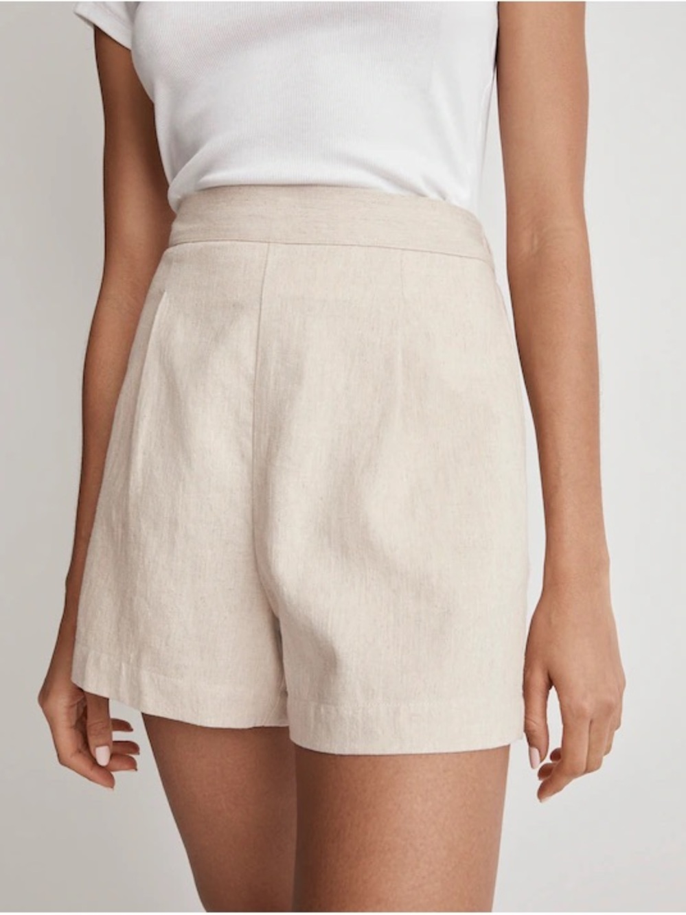 NWOT Madewell High-Waist Natural Cream Linen-Cotton Blend Shorts - XS - Picture 1 of 8